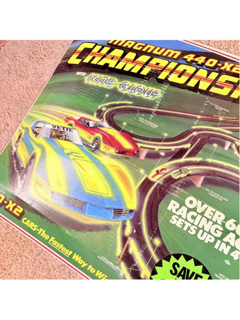 TYCO Magnum 440-X2 CHAMPIONSHIP Nite-Glow HO Slot Car Set Untested Boxed